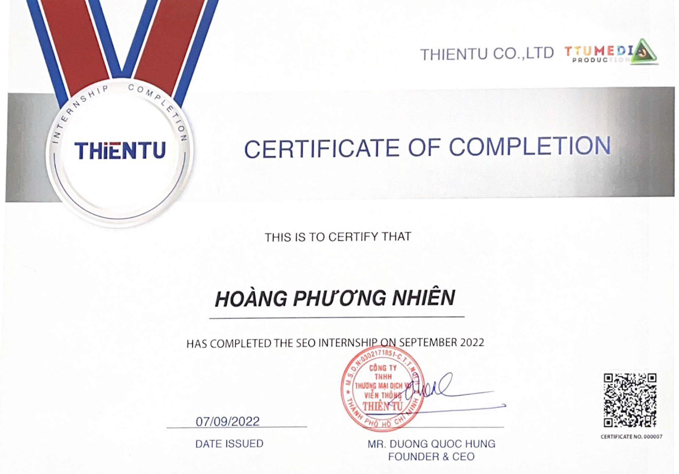 Read more about the article Hoàng Phương Nhiên Internship Completion Certificate 000007