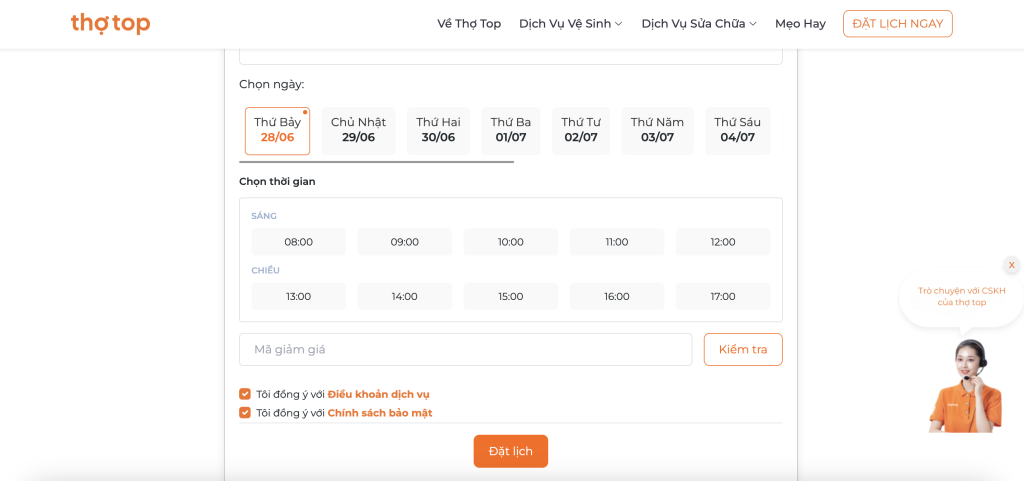 đặt lịch sửa chữa máy lạnh thợ top